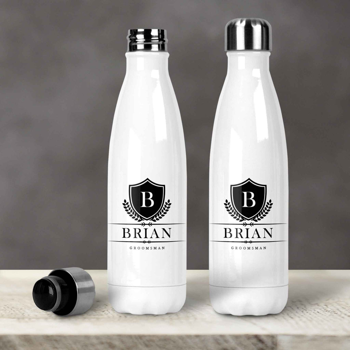Personalized Water Bottles | Custom Stainless Steel Water Bottles | 20 oz | Heraldic Crest