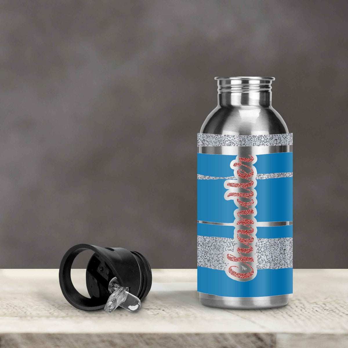Personalized Water Bottles | Custom Stainless Steel Water Bottles | 20 oz | Ole Miss Glitter
