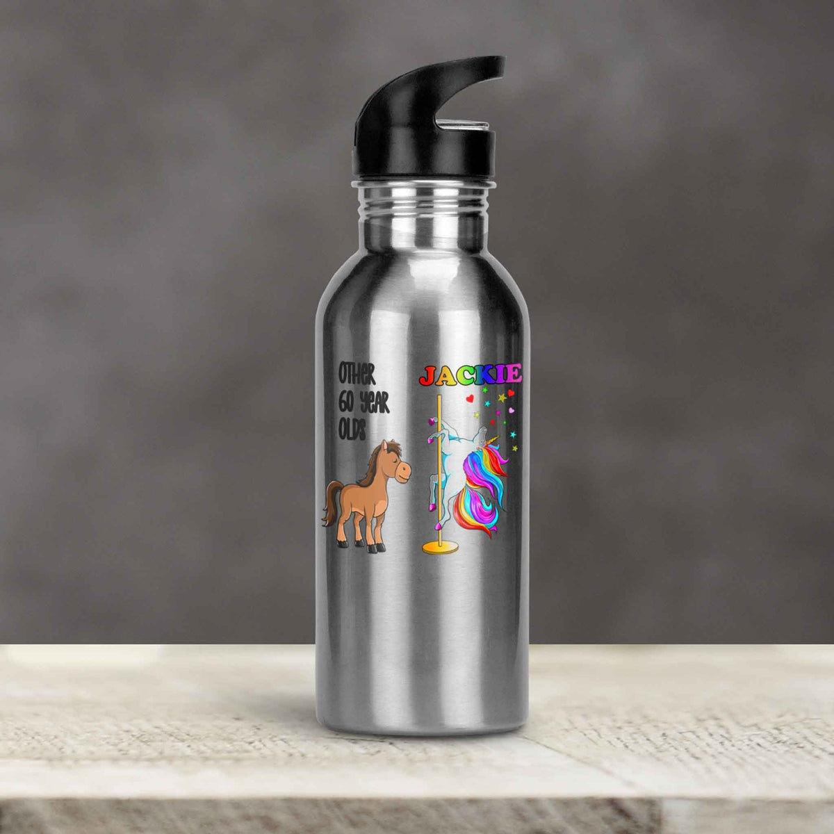 Personalized Water Bottles | Custom Stainless Steel Water Bottles | 17 oz Soda | Unicorn Birthday Dancer