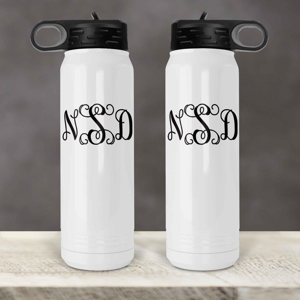 Personalized Water Bottles | Custom Stainless Steel Water Bottles | 20 oz | Vine Monogram