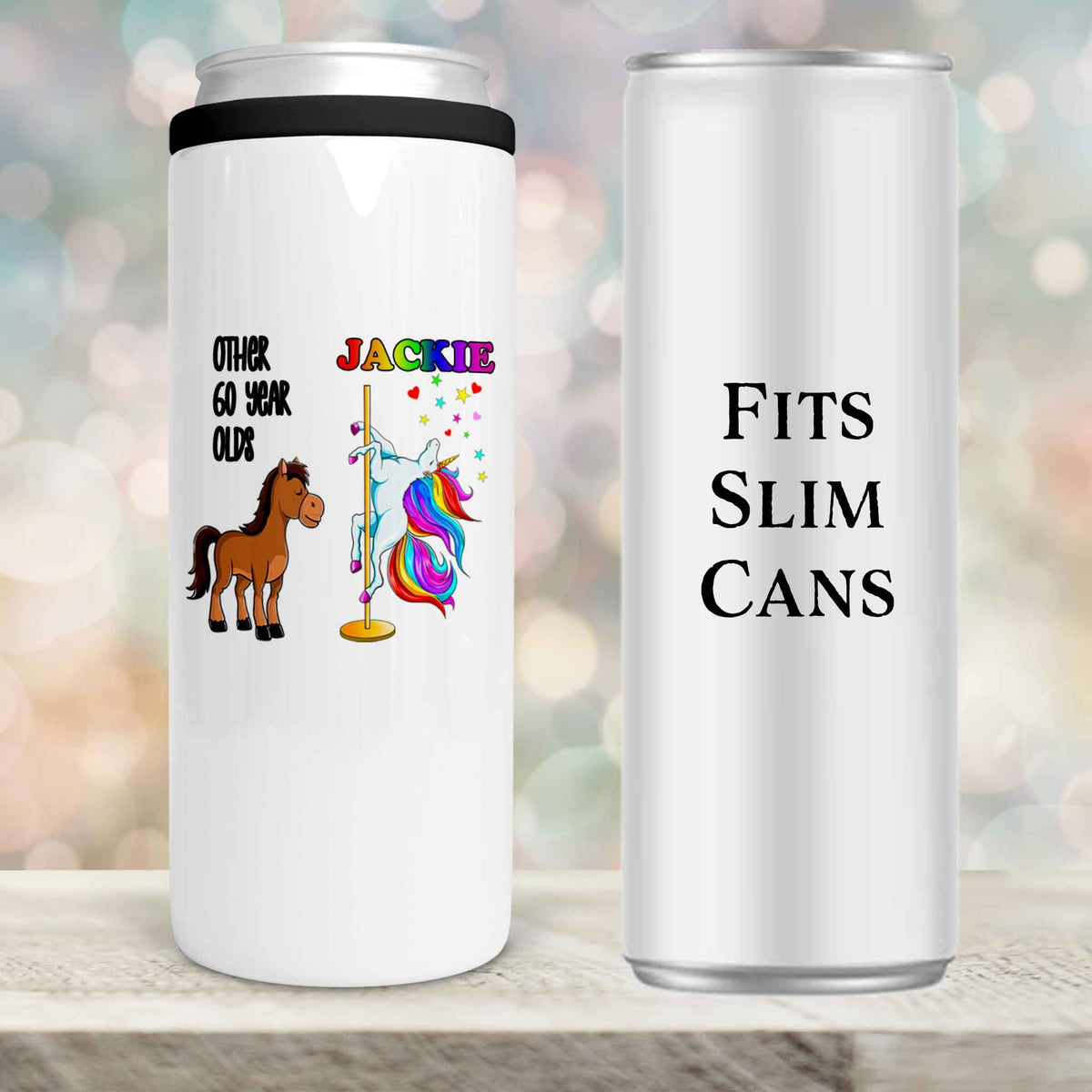 Personalized Skinny Beverage Insulator | Custom Skinny Can Cooler | Birthday Unicorn Dancer