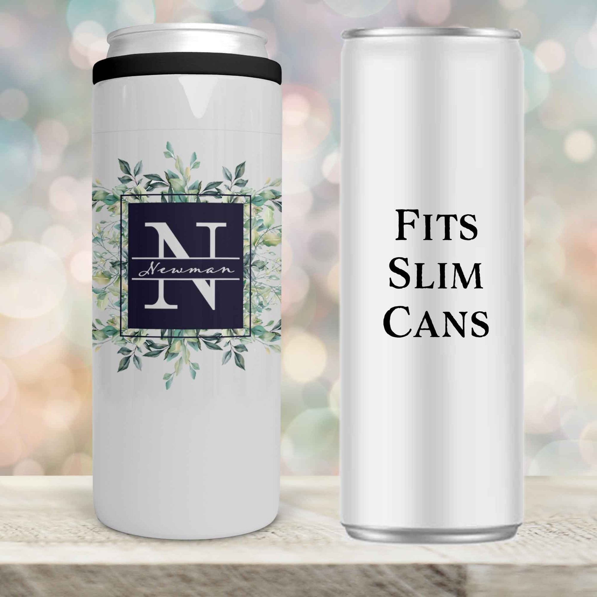 Personalized Skinny Beverage Insulator | Custom Skinny Can Cooler | Succelent Bouquet