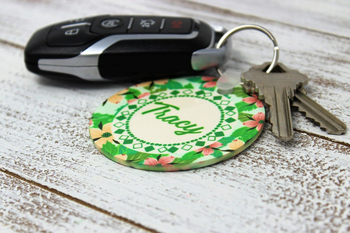 Monogrammed Key Chain | Personalized Key Chain | Floral Design - This &amp; That Solutions - Monogrammed Key Chain | Personalized Key Chain | Floral Design - Personalized Gifts &amp; Custom Home Decor