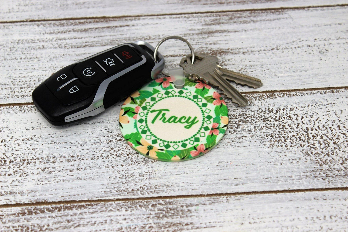 Monogrammed Key Chain | Personalized Key Chain | Floral Design - This &amp; That Solutions - Monogrammed Key Chain | Personalized Key Chain | Floral Design - Personalized Gifts &amp; Custom Home Decor