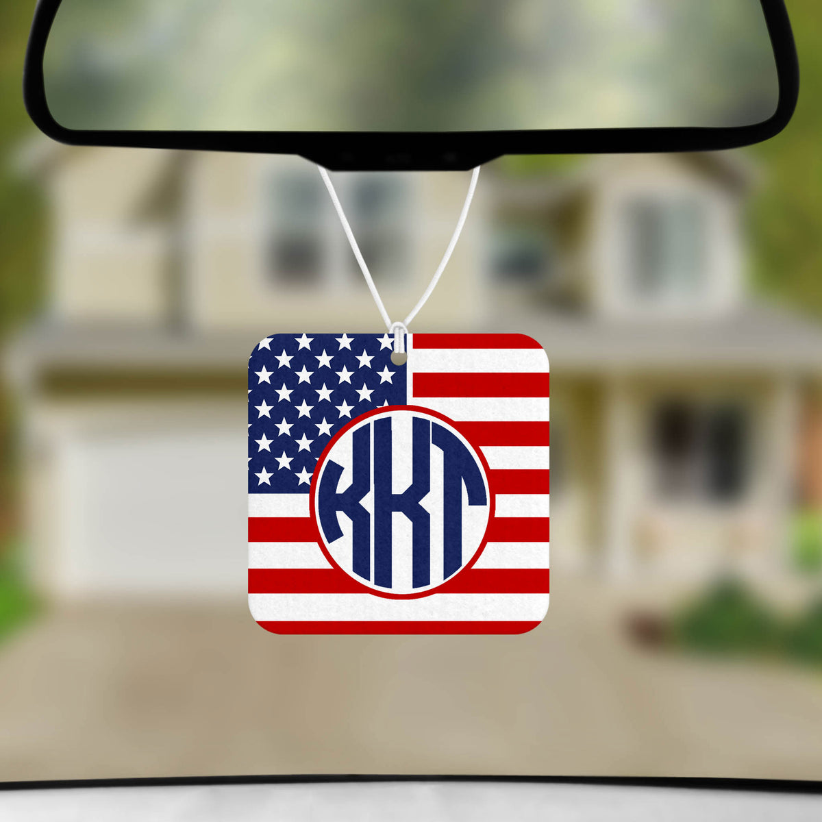 Personalized Air Fresheners | Set of 2 | Custom Car Accessories | American Flag Monogram