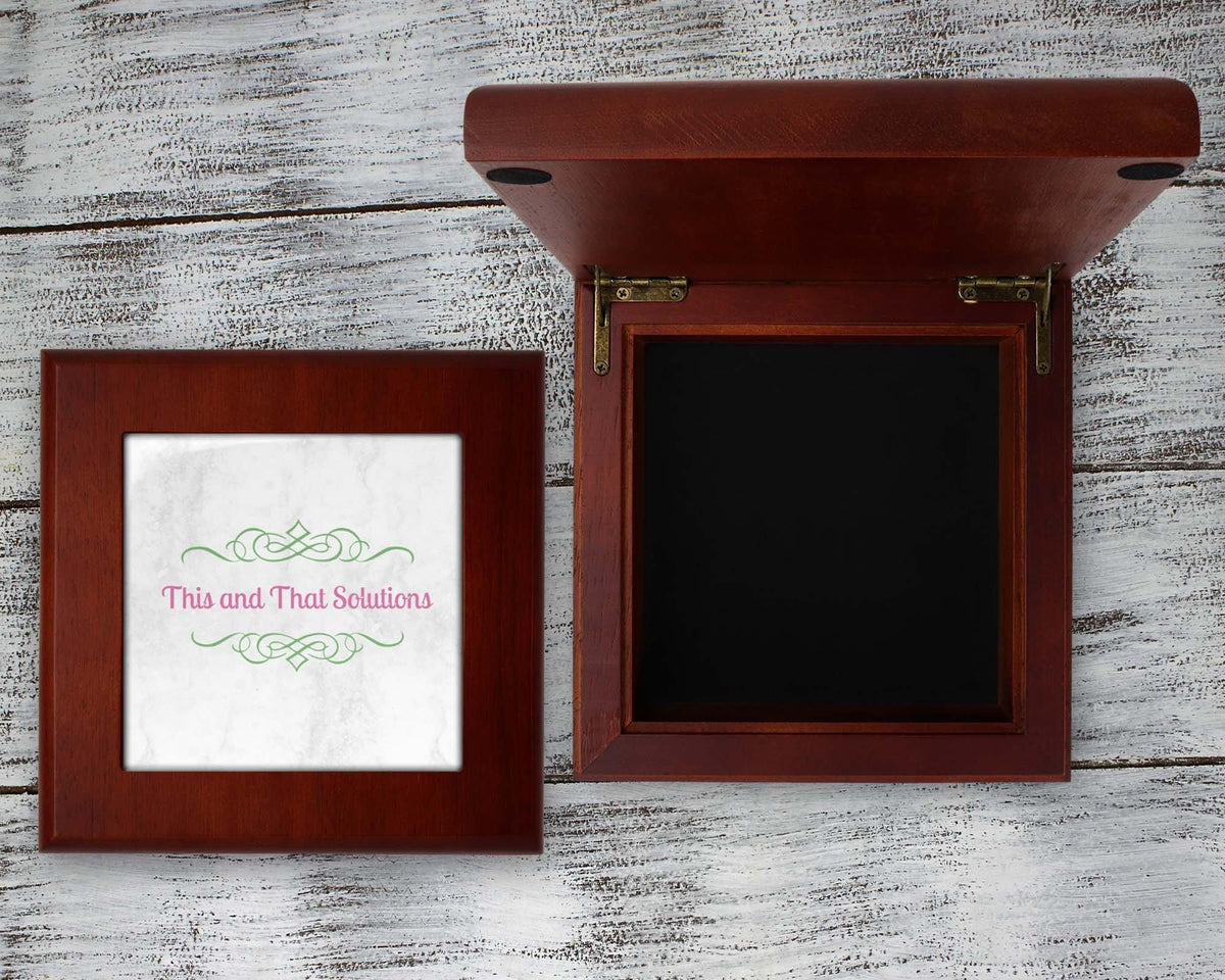 Personalized Mahogany Finished Box w/Hinge Lid | Custom Design - This &amp; That Solutions - Personalized Mahogany Finished Box w/Hinge Lid | Custom Design - Personalized Gifts &amp; Custom Home Decor