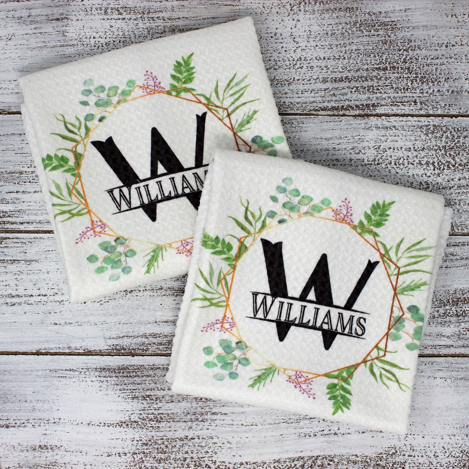 Dishcloths & Kitchen Towels | Personalized Hand Towel Waffle Textured | Custom Kitchen Gifts | Spring Wreath | This and That Solutions | Personalized Gifts | Custom Home Décor