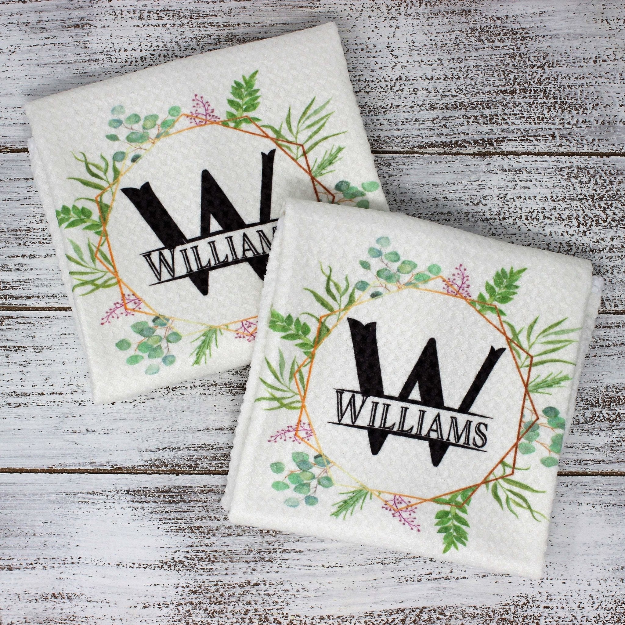 succulent kitchen towels Personalized Dish Towel | Hand Towels | Succulent Bouquet