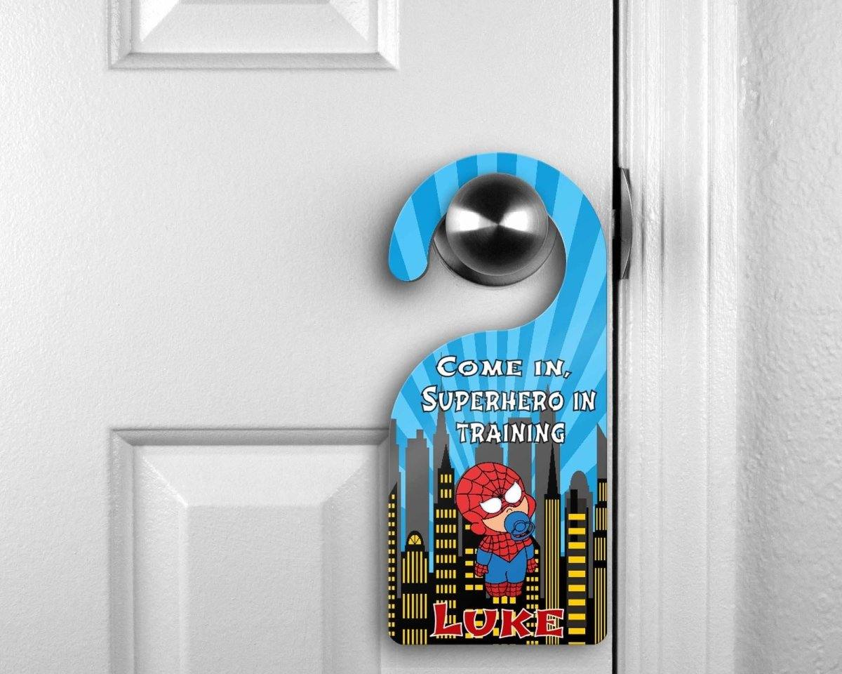 Custom Door Hanger |  Personalized Bedroom Sign | Baby Spidey - This & That Solutions - Custom Door Hanger |  Personalized Bedroom Sign | Baby Spidey - Personalized Gifts & Custom Home Decor