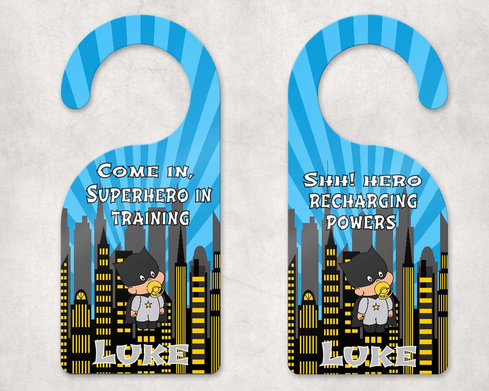 Custom Door Hanger |  Personalized Bedroom Sign | Bat Baby