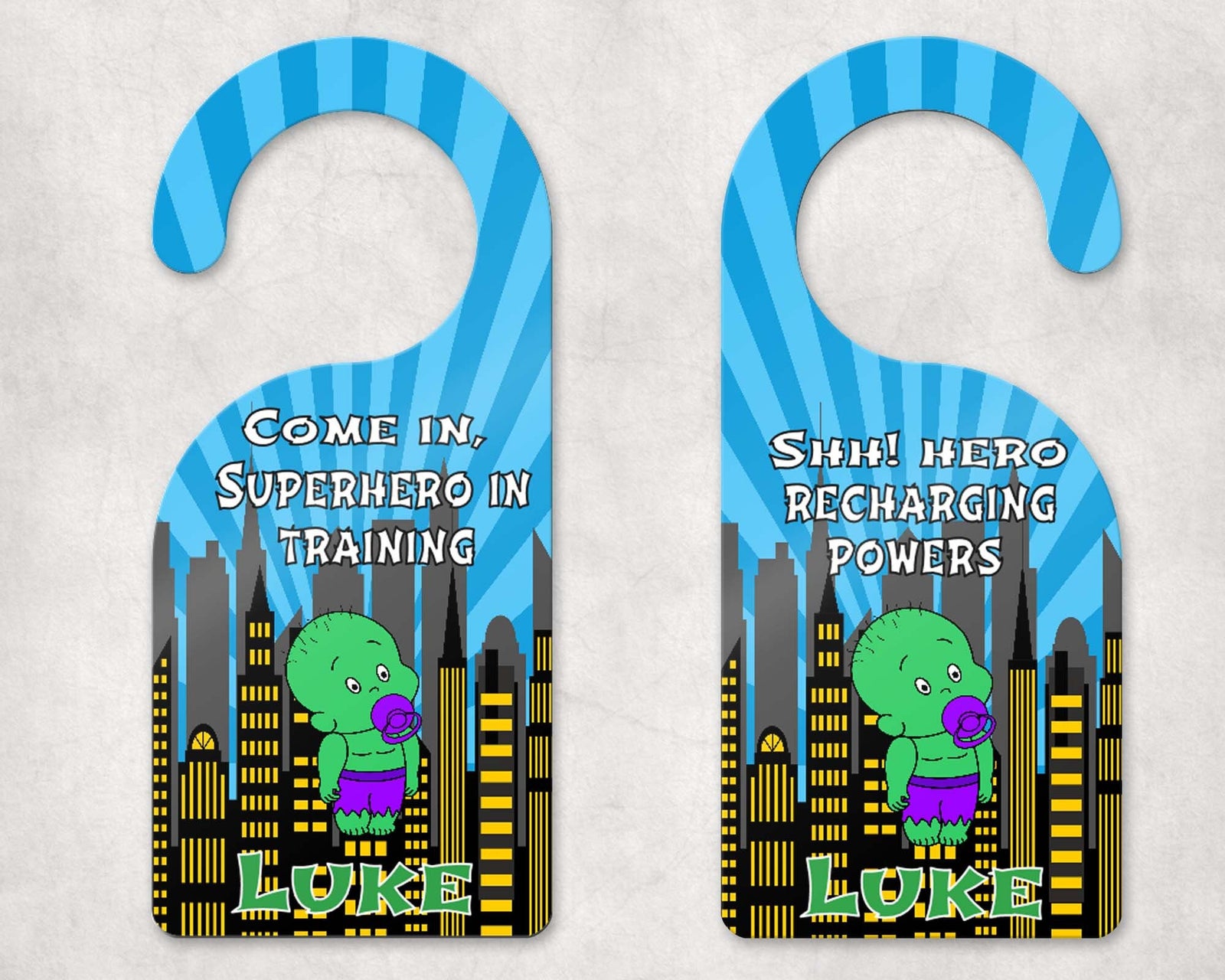 Custom Door Hanger |  Personalized Bedroom Sign | BabyHulk