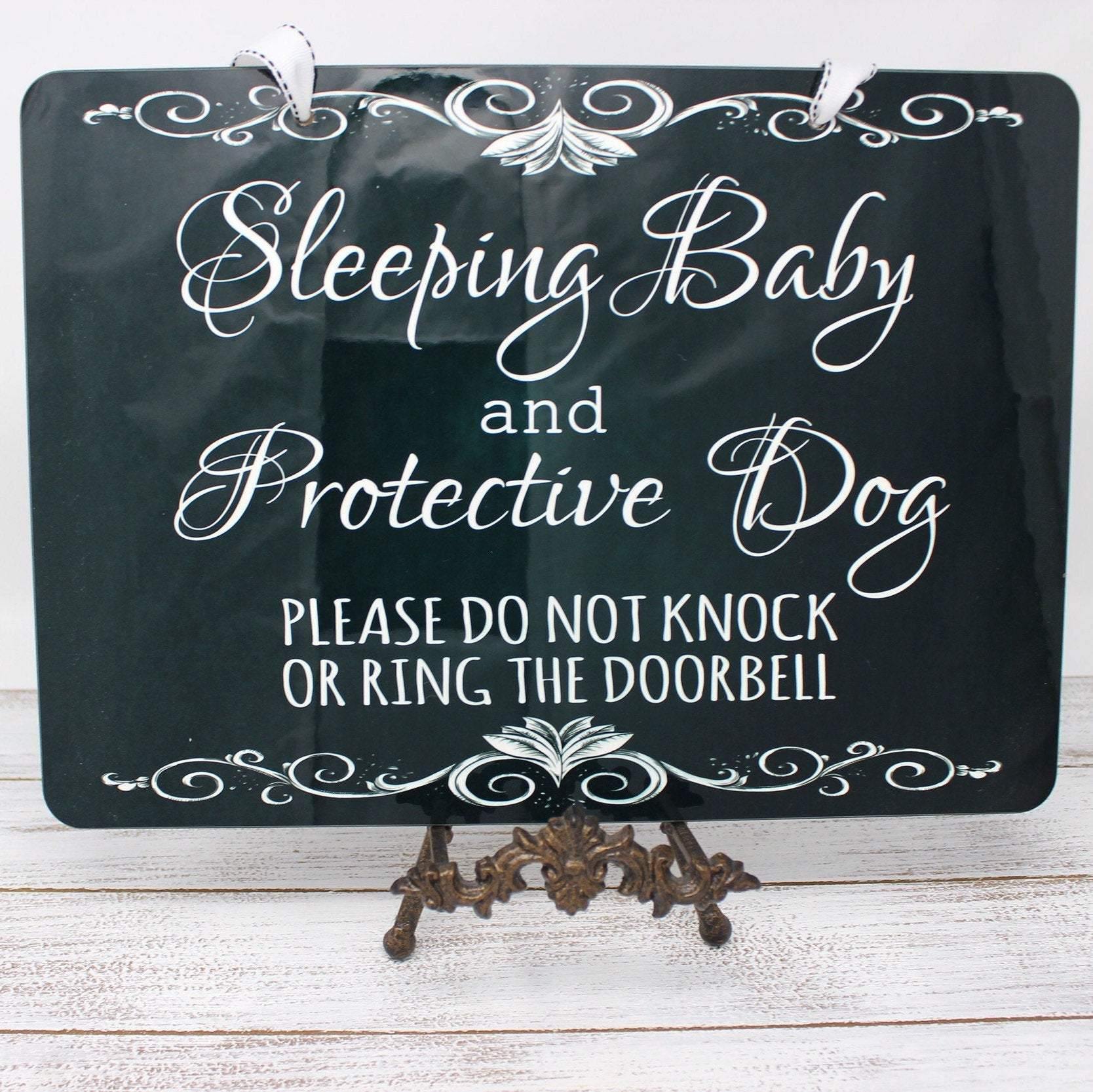 Door Sign | Sleeping Baby & Protective Dog Door Hanger | Do not Disturb Sign | No Soliciting Sign/ Do not Knock Sign | Baby Gift - This & That Solutions - Door Sign | Sleeping Baby & Protective Dog Door Hanger | Do not Disturb Sign | No Soliciting Sign/ Do not Knock Sign | Baby Gift - Personalized Gifts & Custom Home Decor