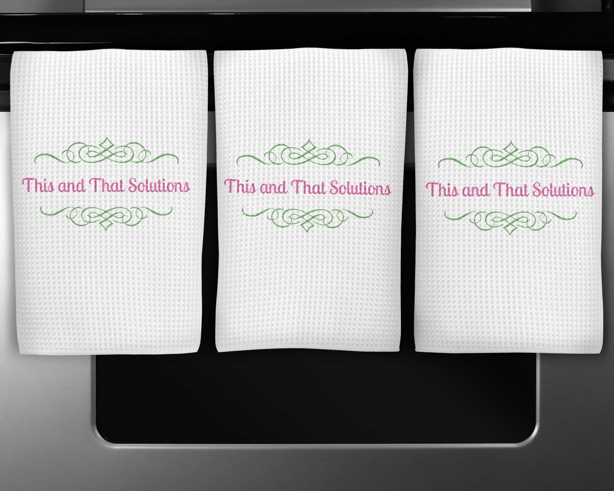 Dishcloths & Kitchen Towels | Personalized Hand Towel Waffle Textured | Custom Kitchen Gifts | Company Logo | This and That Solutions | Personalized Gifts | Custom Home Décor