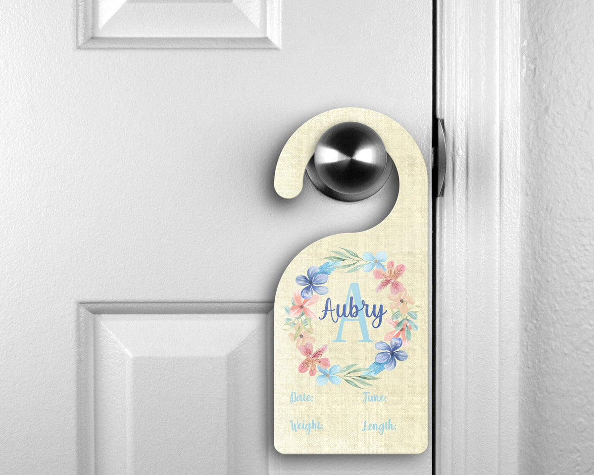 Custom Door Hanger |  Personalized Bedroom Sign | Blue Ocean Bouqet
