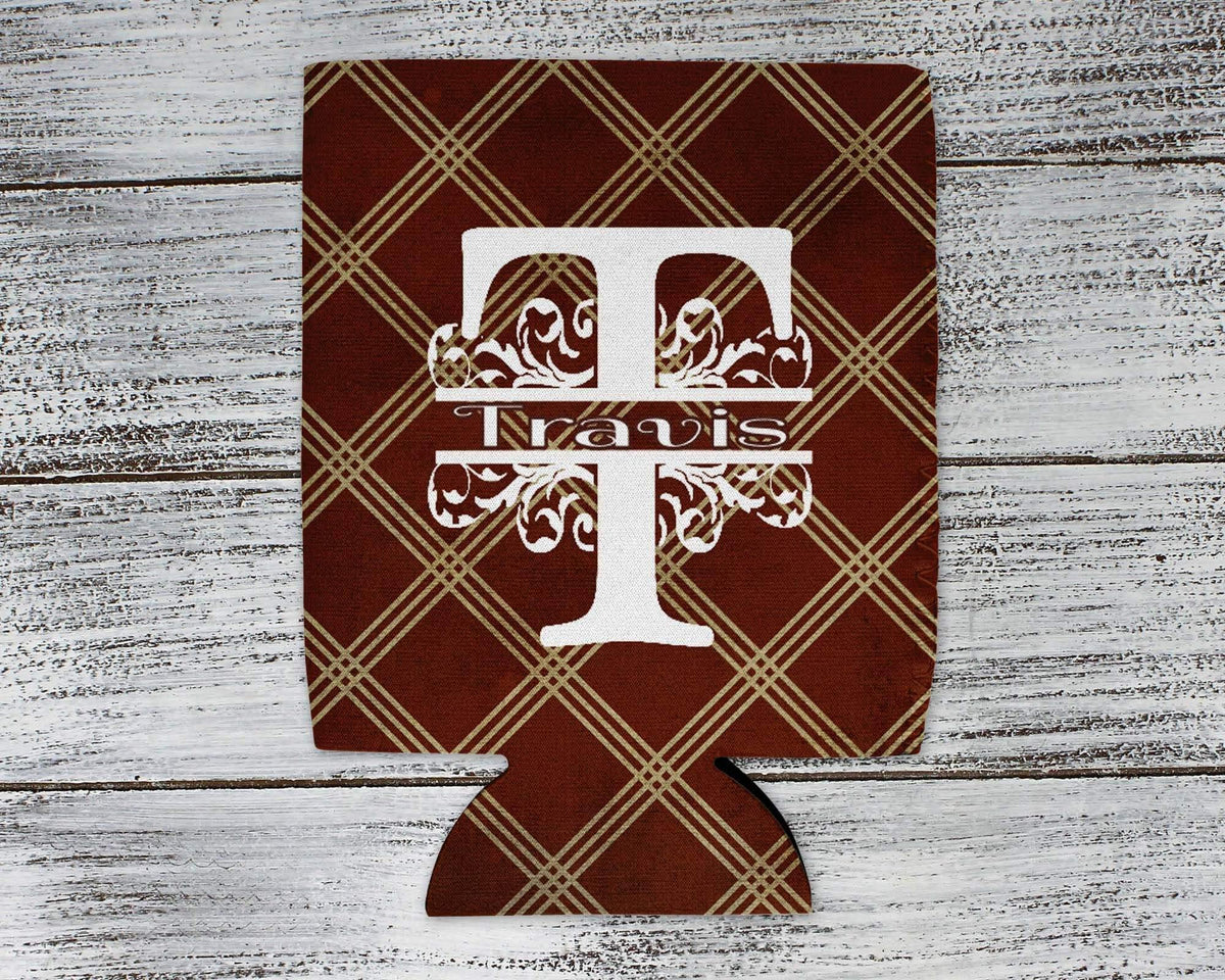 Personalized Drink Beverage Insulator | Monogrammed Cozie | Brown Argyle - This &amp; That Solutions - Personalized Drink Beverage Insulator | Monogrammed Cozie | Brown Argyle - Personalized Gifts &amp; Custom Home Decor