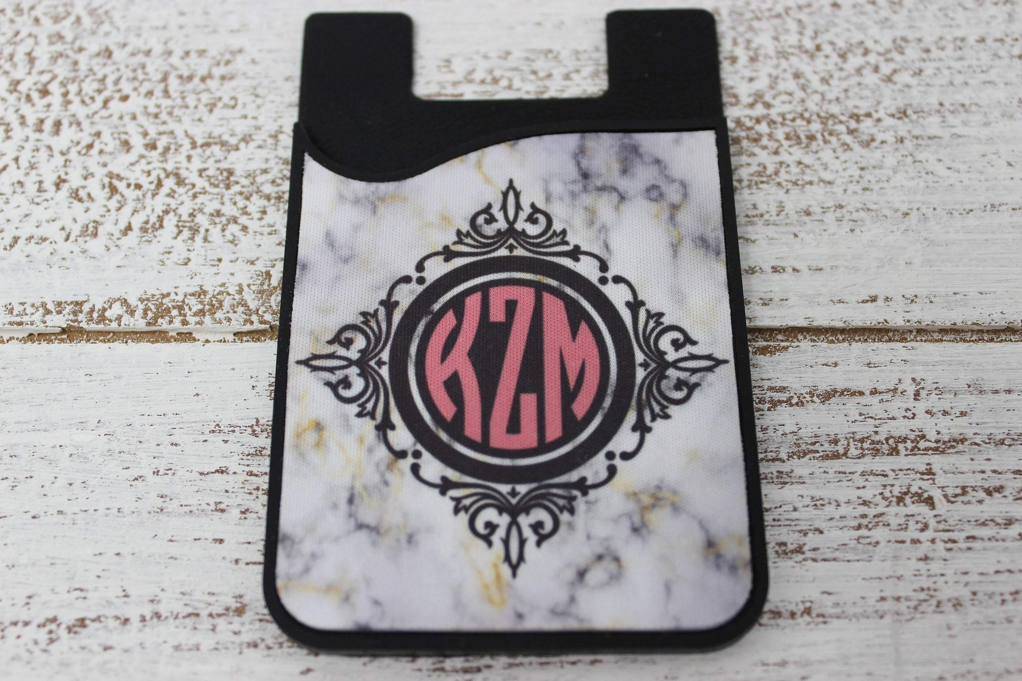 Personalized Cell Phone Caddy | Monogram Phone Wallet | Marble Monogram - This & That Solutions - Personalized Cell Phone Caddy | Monogram Phone Wallet | Marble Monogram - Personalized Gifts & Custom Home Decor