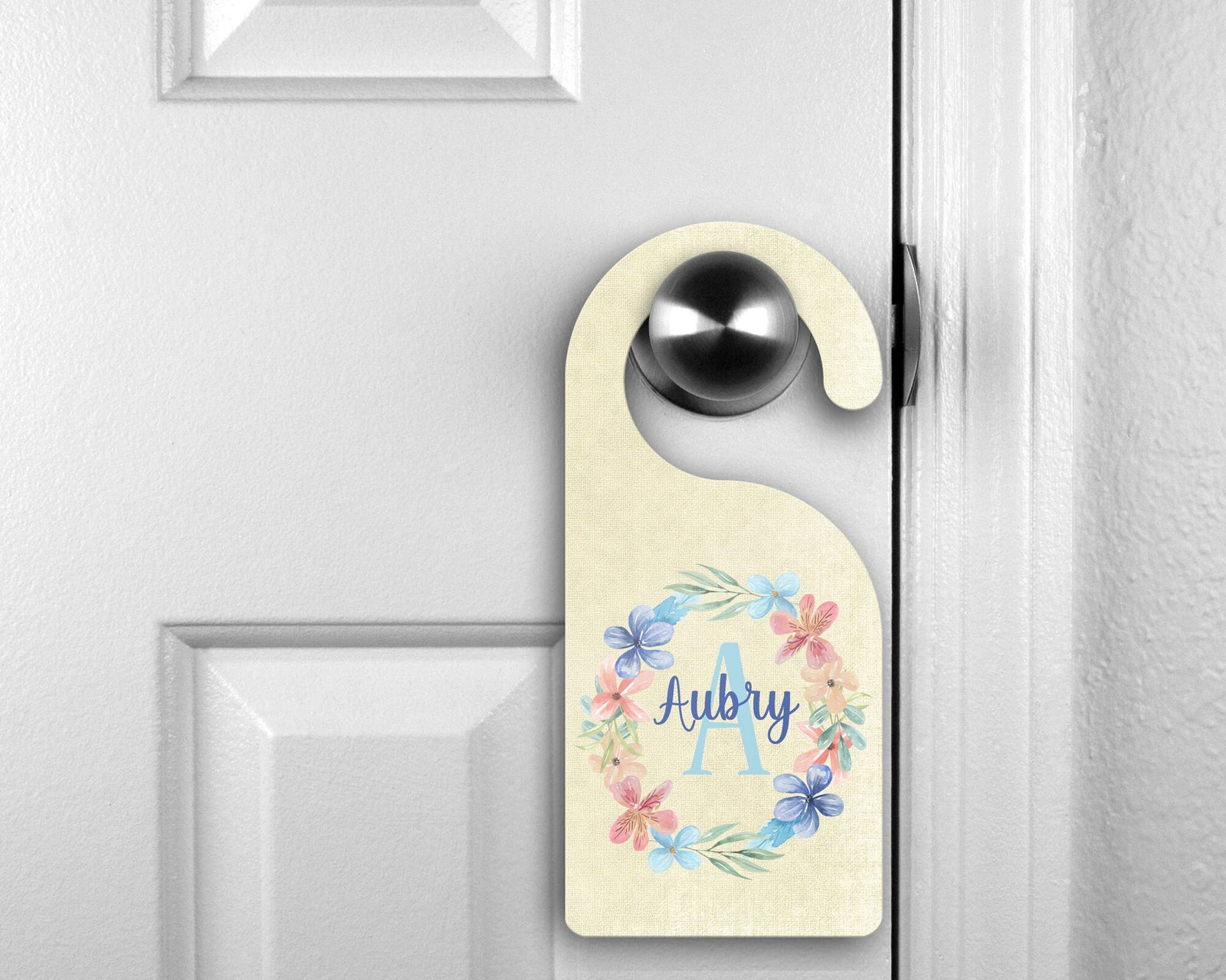 Custom Door Hanger |  Personalized Bedroom Sign | Blue Ocean Bouqet
