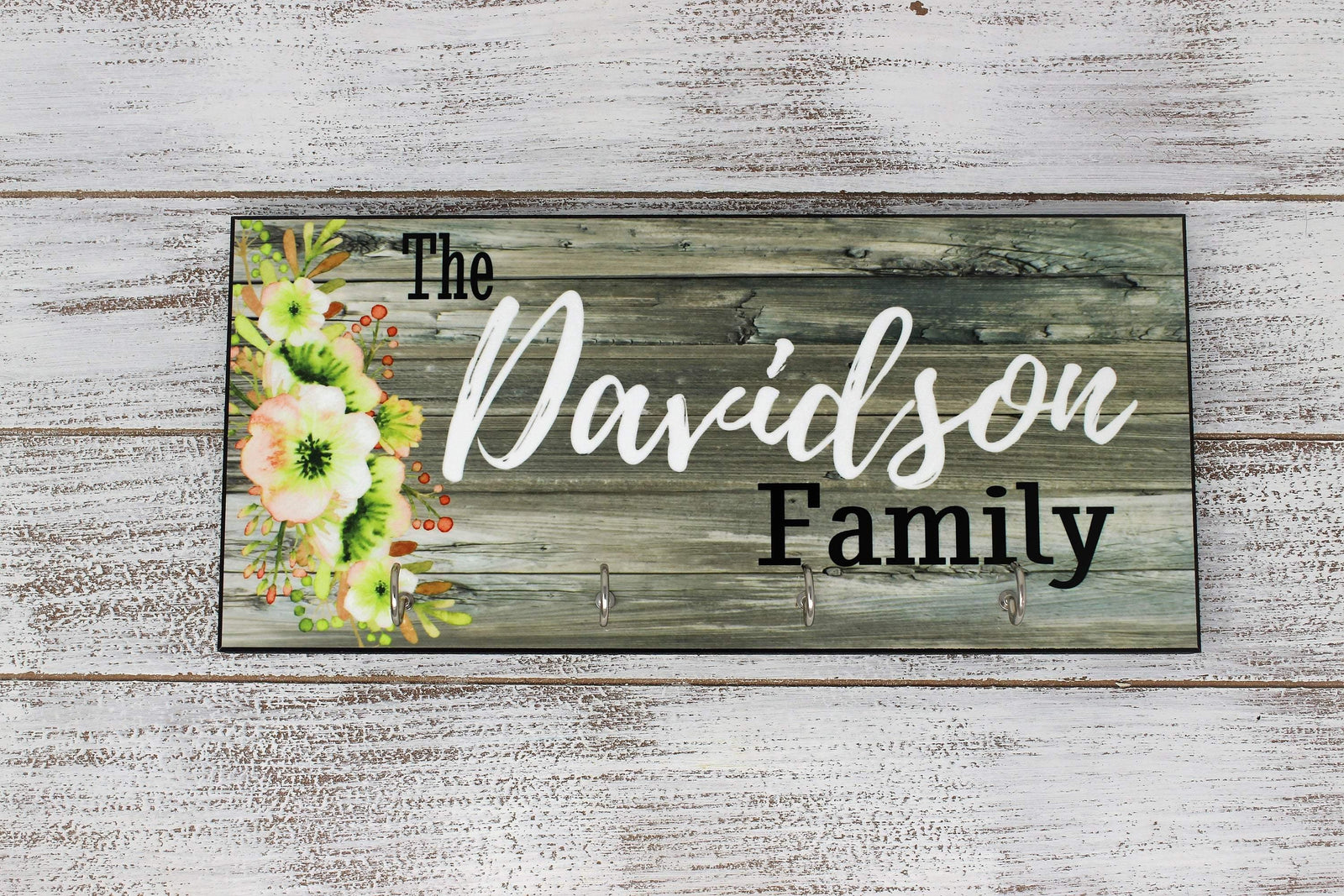 Personalized Key Hanger | Custom Key Rack | Floral Wood - This & That Solutions - Personalized Key Hanger | Custom Key Rack | Floral Wood - Personalized Gifts & Custom Home Decor