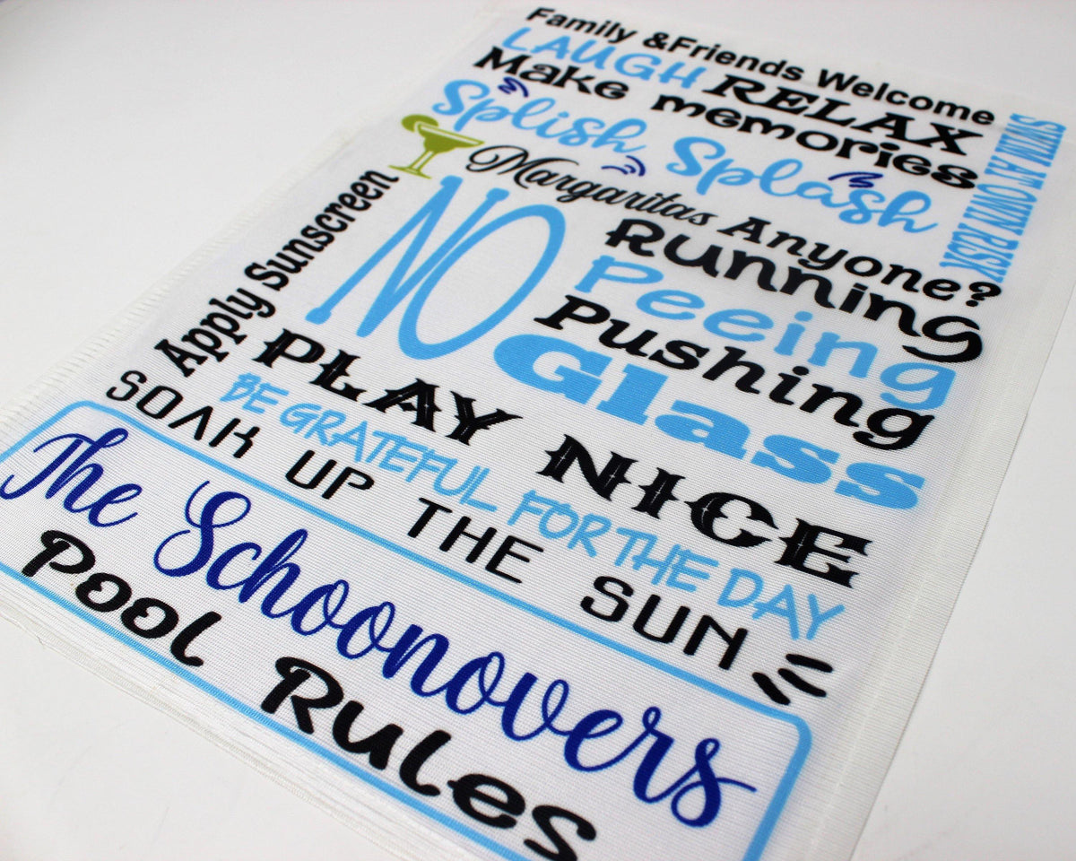 Personalized Garden Flag | Custom Yard Decorations | Pool Rules Blue - This &amp; That Solutions - Personalized Garden Flag | Custom Yard Decorations | Pool Rules Blue - Personalized Gifts &amp; Custom Home Decor