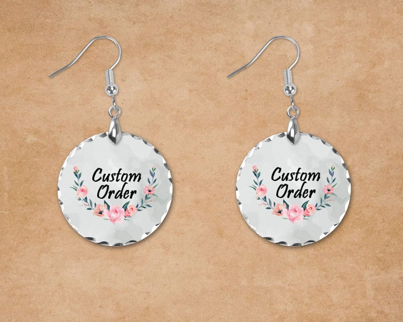 Custom Jewelry | Personalized Jewelry | Scalloped Charm Earrings | Custom Order - This & That Solutions - Custom Jewelry | Personalized Jewelry | Scalloped Charm Earrings | Custom Order - Personalized Gifts & Custom Home Decor