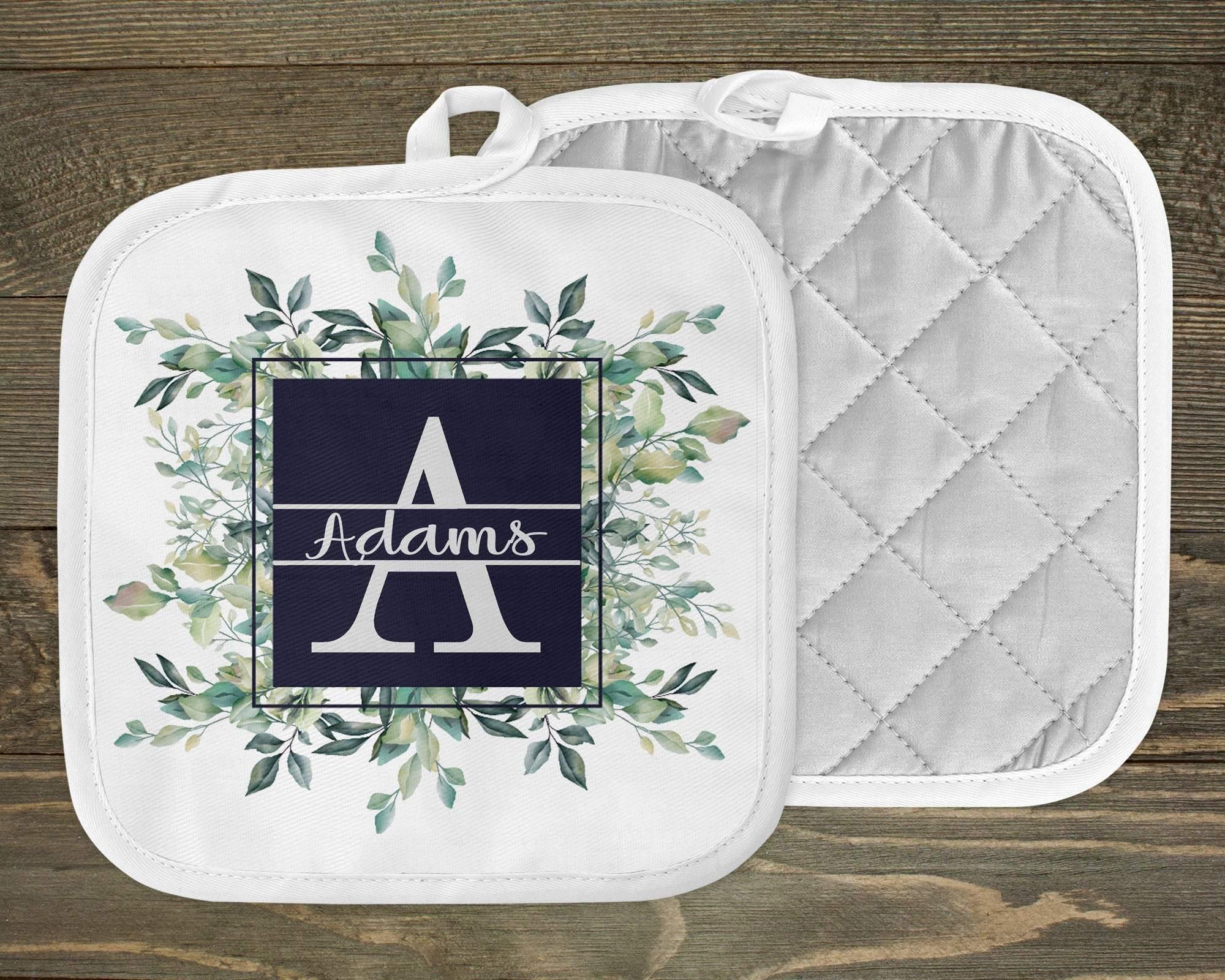 Personalized Pot Holders, Personalized Gift, Monogram Oven Mitts