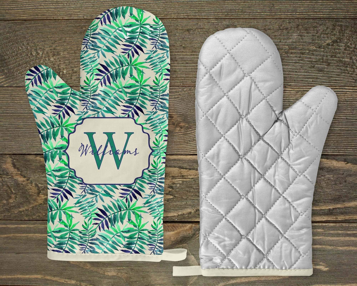 Personalized Oven Mitts | Custom Kitchen Decor | Blue and Green Fern - This &amp; That Solutions - Personalized Oven Mitts | Custom Kitchen Decor | Blue and Green Fern - Personalized Gifts &amp; Custom Home Decor