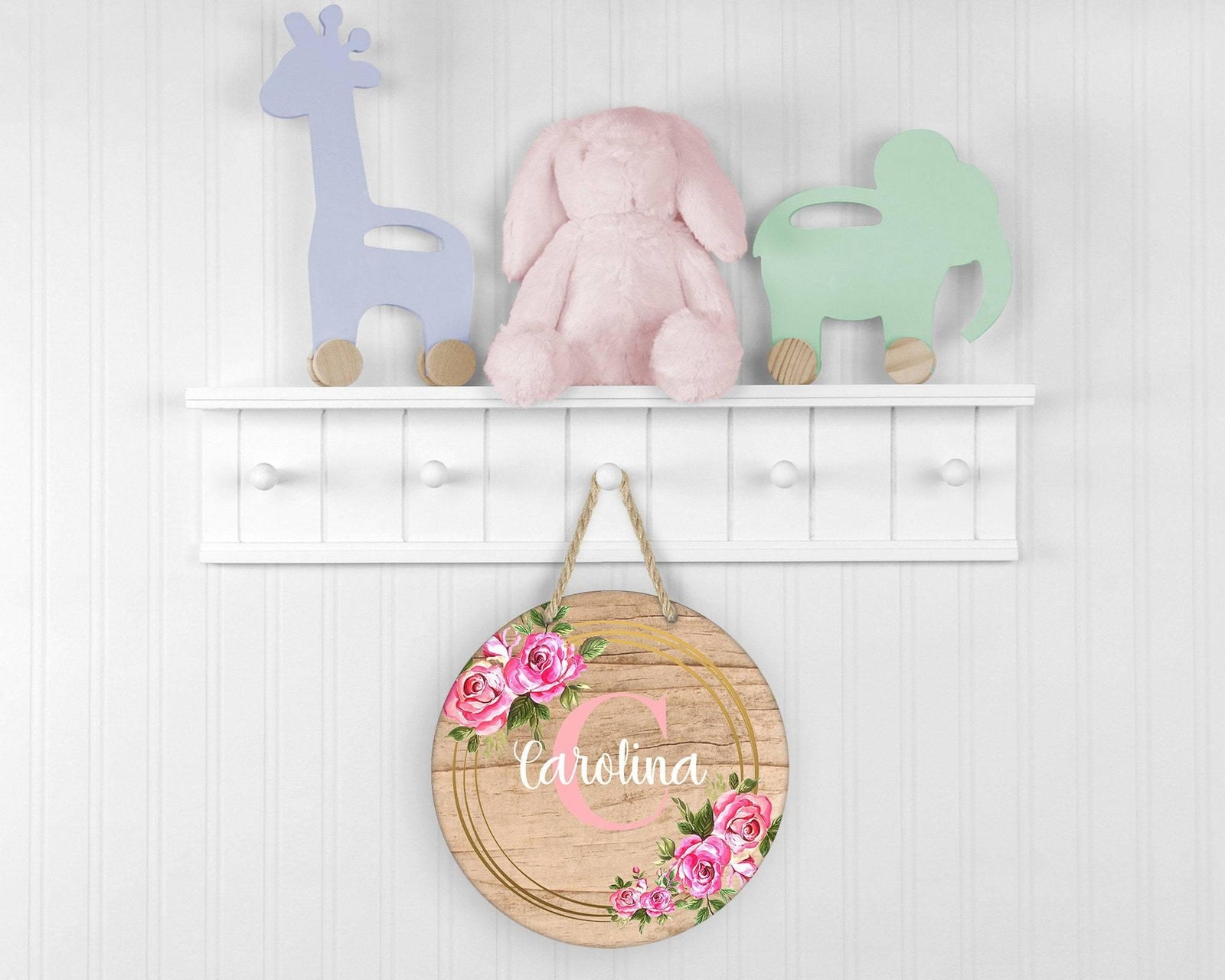 Custom Door Hanger Round | Wall Decor | Gold Rose Wreath - This & That Solutions - Custom Door Hanger Round | Wall Decor | Gold Rose Wreath - Personalized Gifts & Custom Home Decor