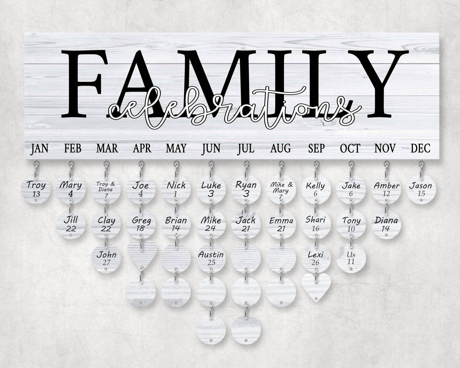 Family Celebration Board | Personalized Wall Decor | Family Name White Wood - This & That Solutions - Family Celebration Board | Personalized Wall Decor | Family Name White Wood - Personalized Gifts & Custom Home Decor