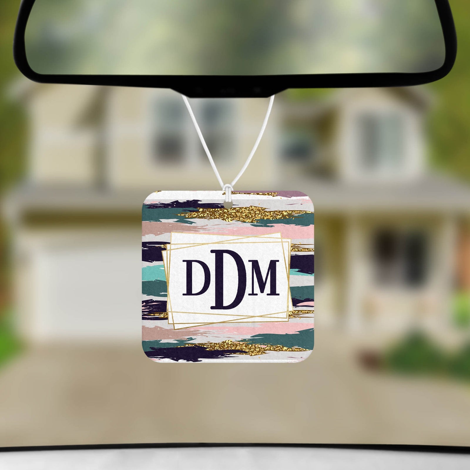 Personalized Air Fresheners | Set of 2 | Custom Car Accessories | Blue & Pink Brush Stroke