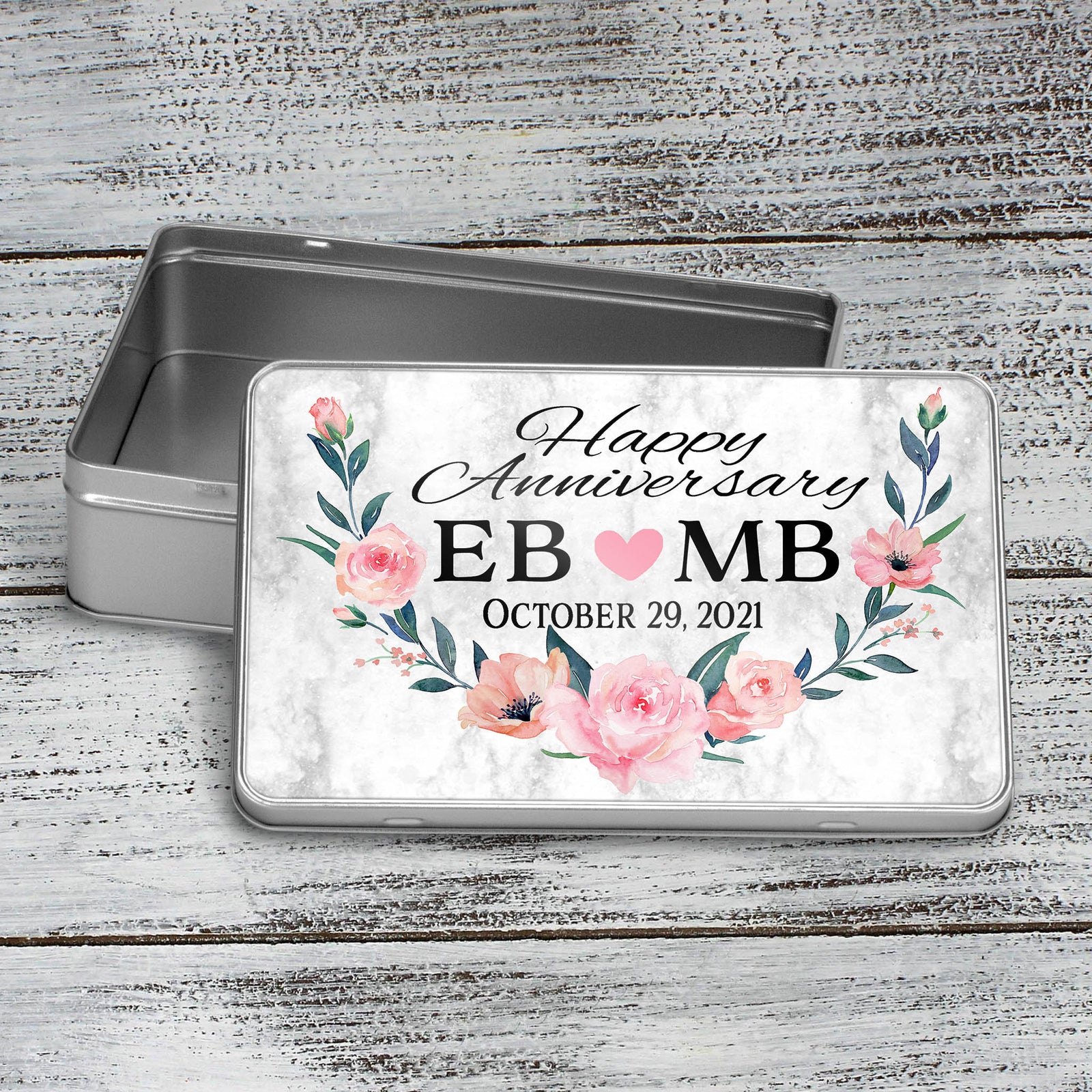 Custom Aluminum Tin | Photo Storage Box | Puzzle Tin | Anniversary Heart