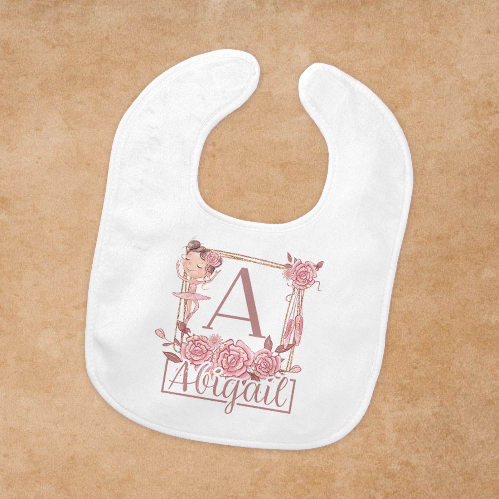 Personalized Baby Bib | Custom Baby Gifts | Baby Shower | Ballerina Flower