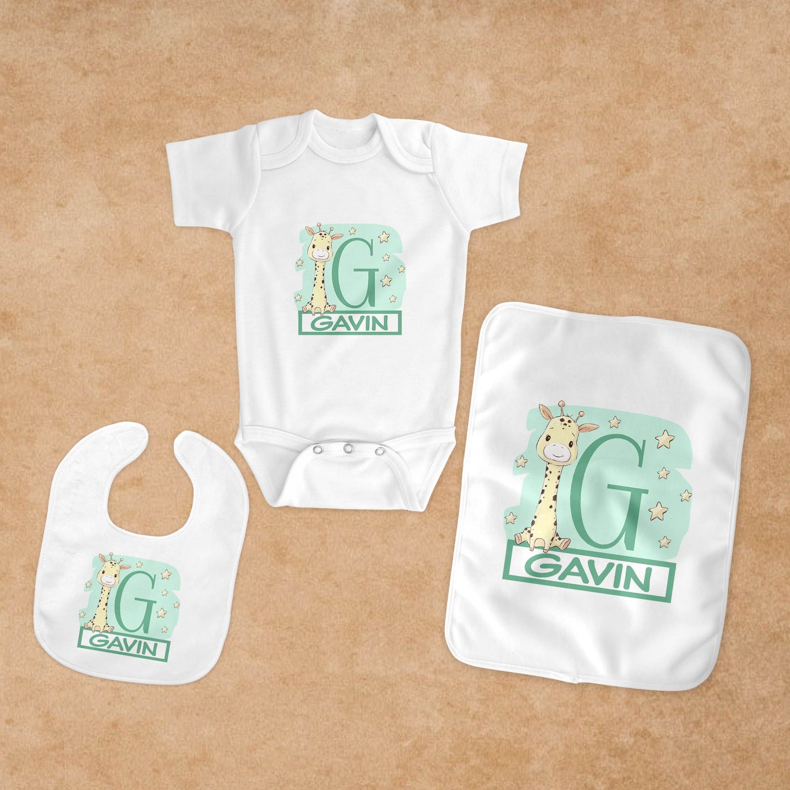 Personalized Baby Baby Bundle | Custom Baby Gifts | Baby Shower | Baby Giraffe