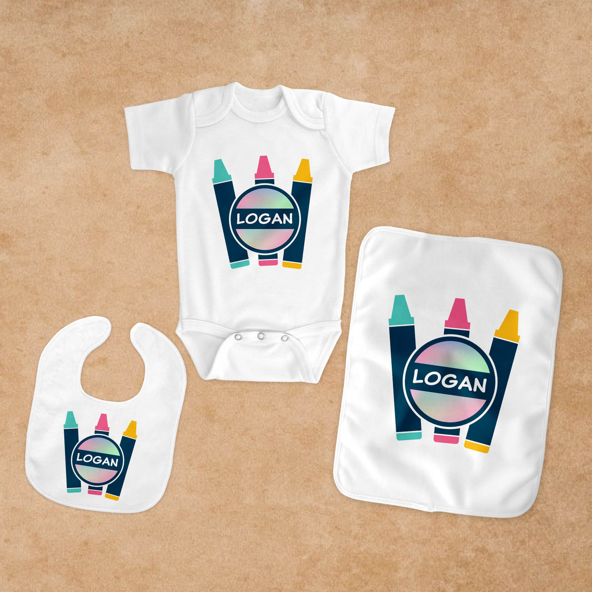 Personalized Baby Bib | Custom Baby Gifts | Baby Shower | Crayon