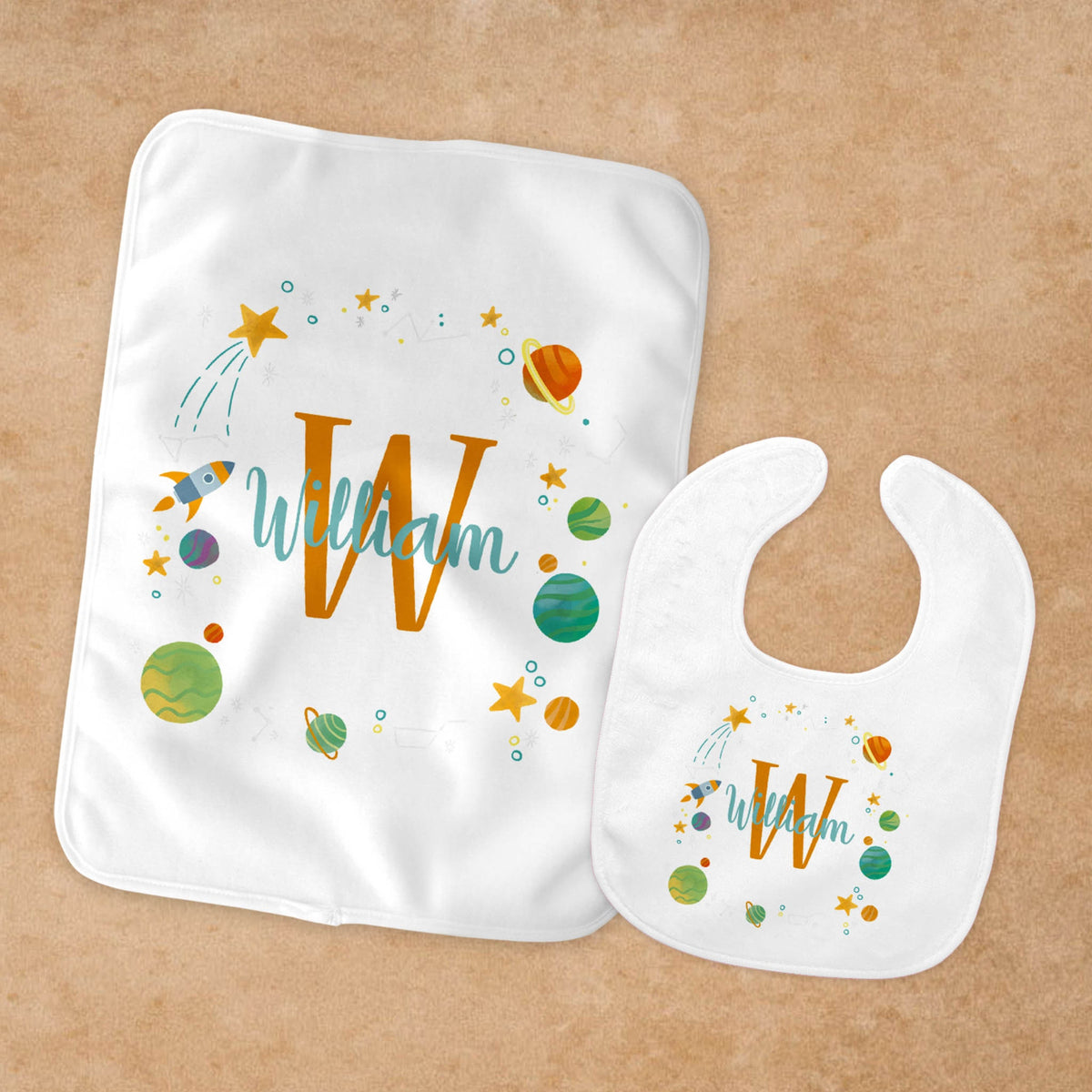 Personalized Baby Bib | Custom Baby Gifts | Baby Shower | Outerspace
