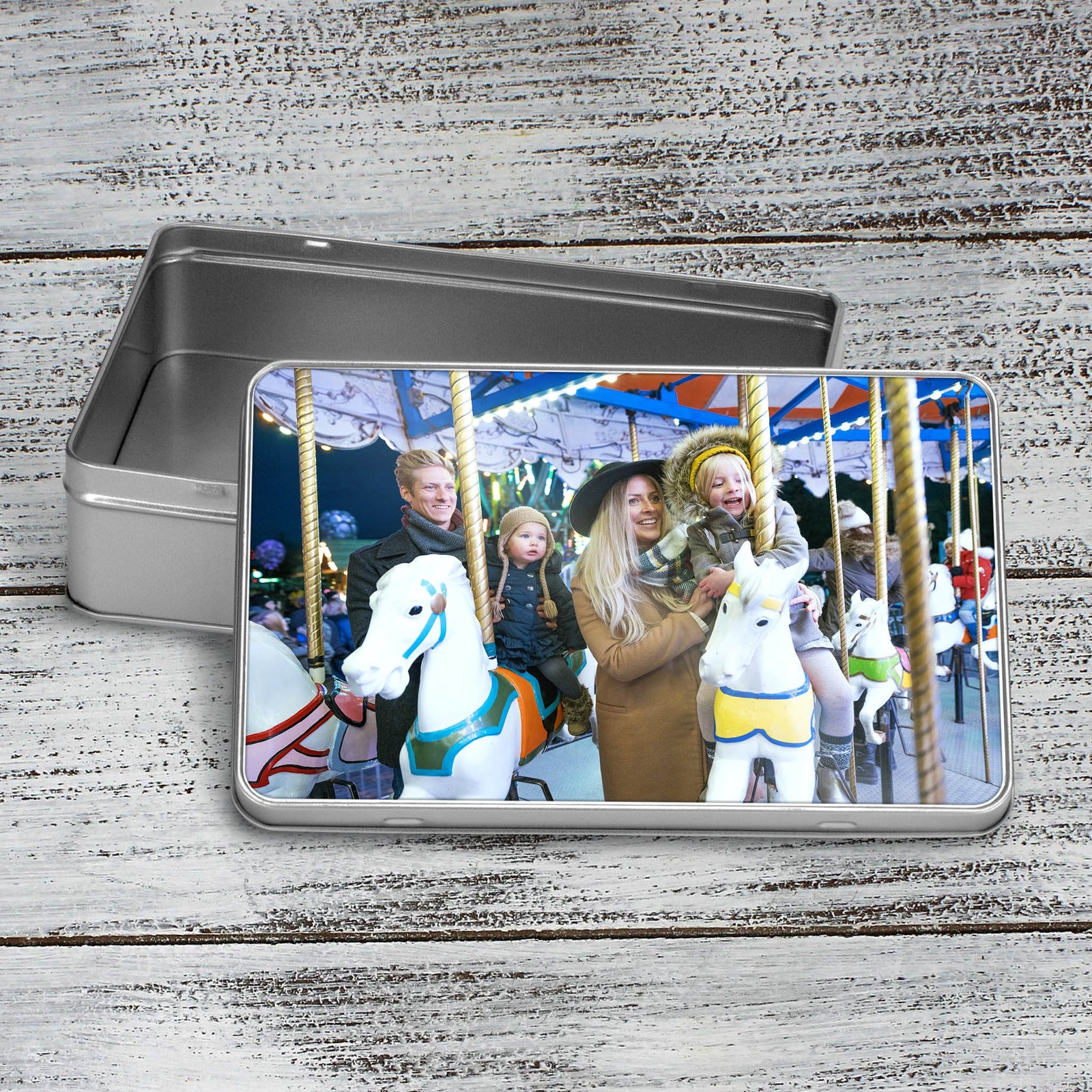 Custom Aluminum Tin | Photo Storage Box | Puzzle Tin | Custom Photo Family