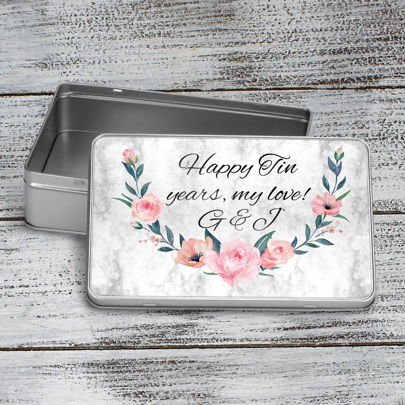 Custom Aluminum Tin | Photo Storage Box | Puzzle Tin | Happy Tin Years