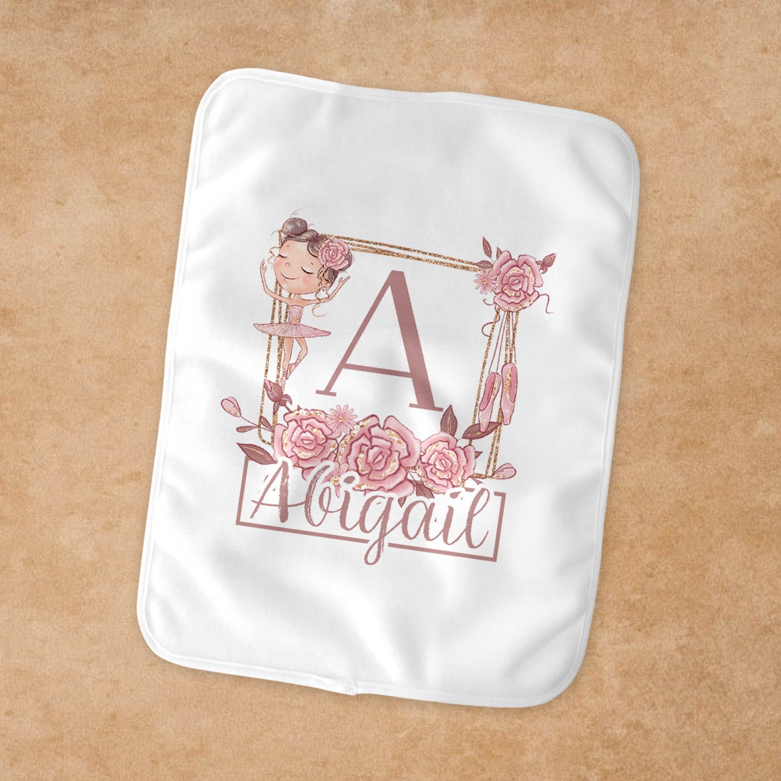 Personalized Burp Cloth | Custom Baby Gifts | Baby Shower | Ballerina Flower