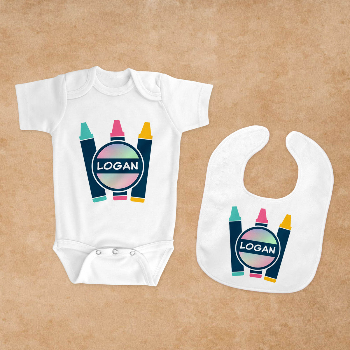 Personalized Baby Bib | Custom Baby Gifts | Baby Shower | Crayon