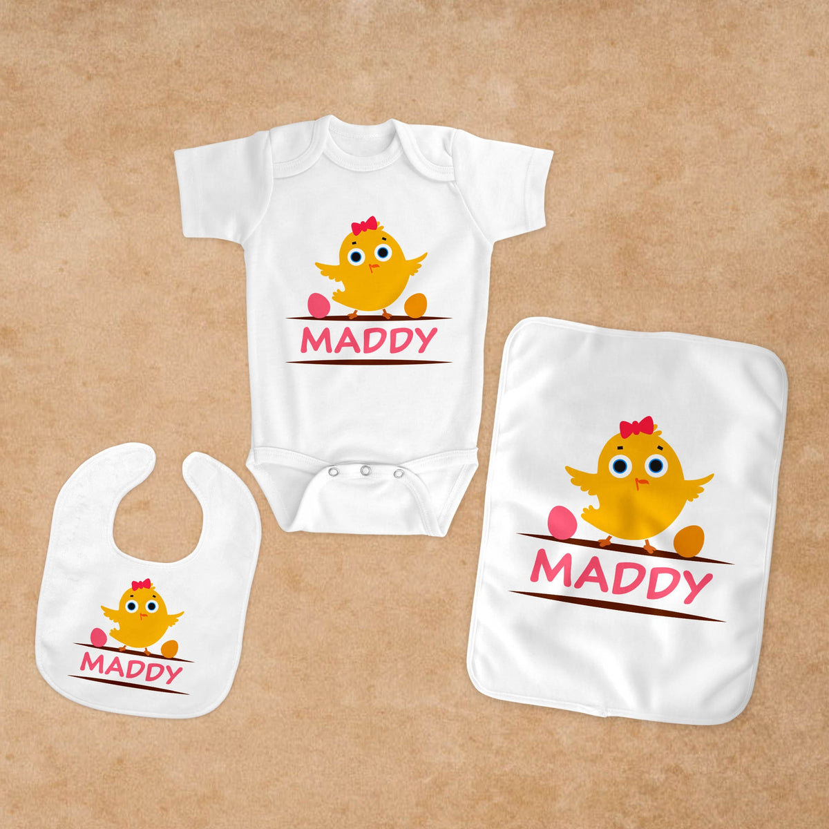 Personalized Baby Bib | Custom Baby Gifts | Baby Shower | Little Girl Chicken