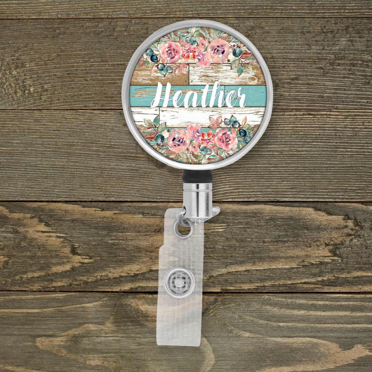 Customized Badge Reel | Personalized Office Accessories | Photo Badge Reel | Farmhouse Multicolor Floral