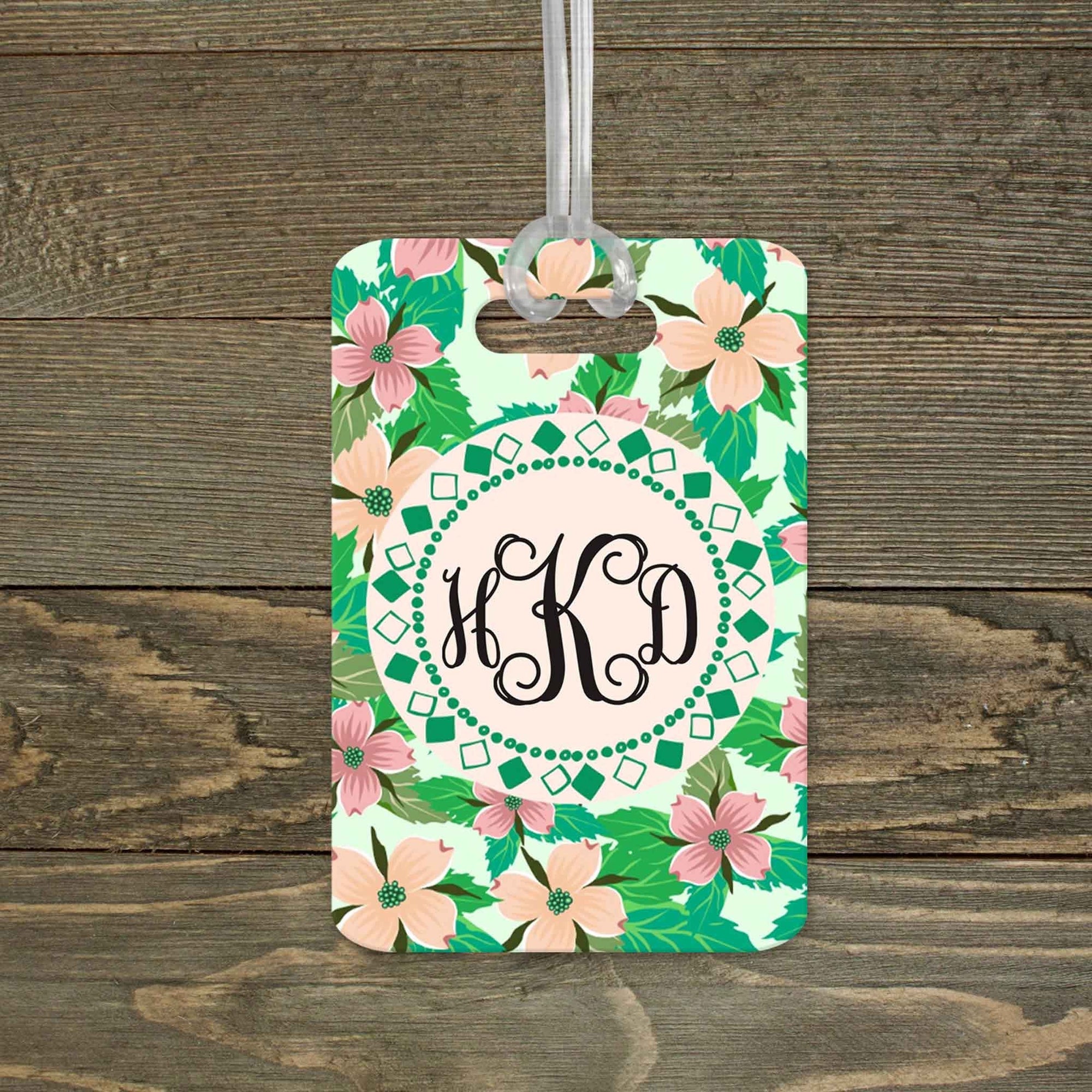 This & That Solutions - Personalized Luggage Tag | Custom Monogram Bag Tag | Peach Hibiscus - Personalized Gifts & Custom Home Decor