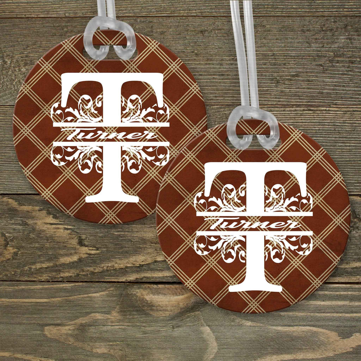This &amp; That Solutions - Personalized Luggage Tag | Custom Monogram Bag Tag | Brown Argyle - Personalized Gifts &amp; Custom Home Decor