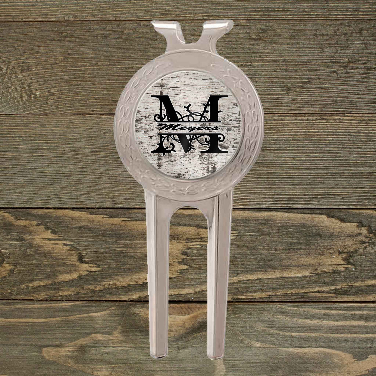 Personalized Divot Repair Tool | Golf Accessories | Golf Gifts | Distressed Wood Monogram