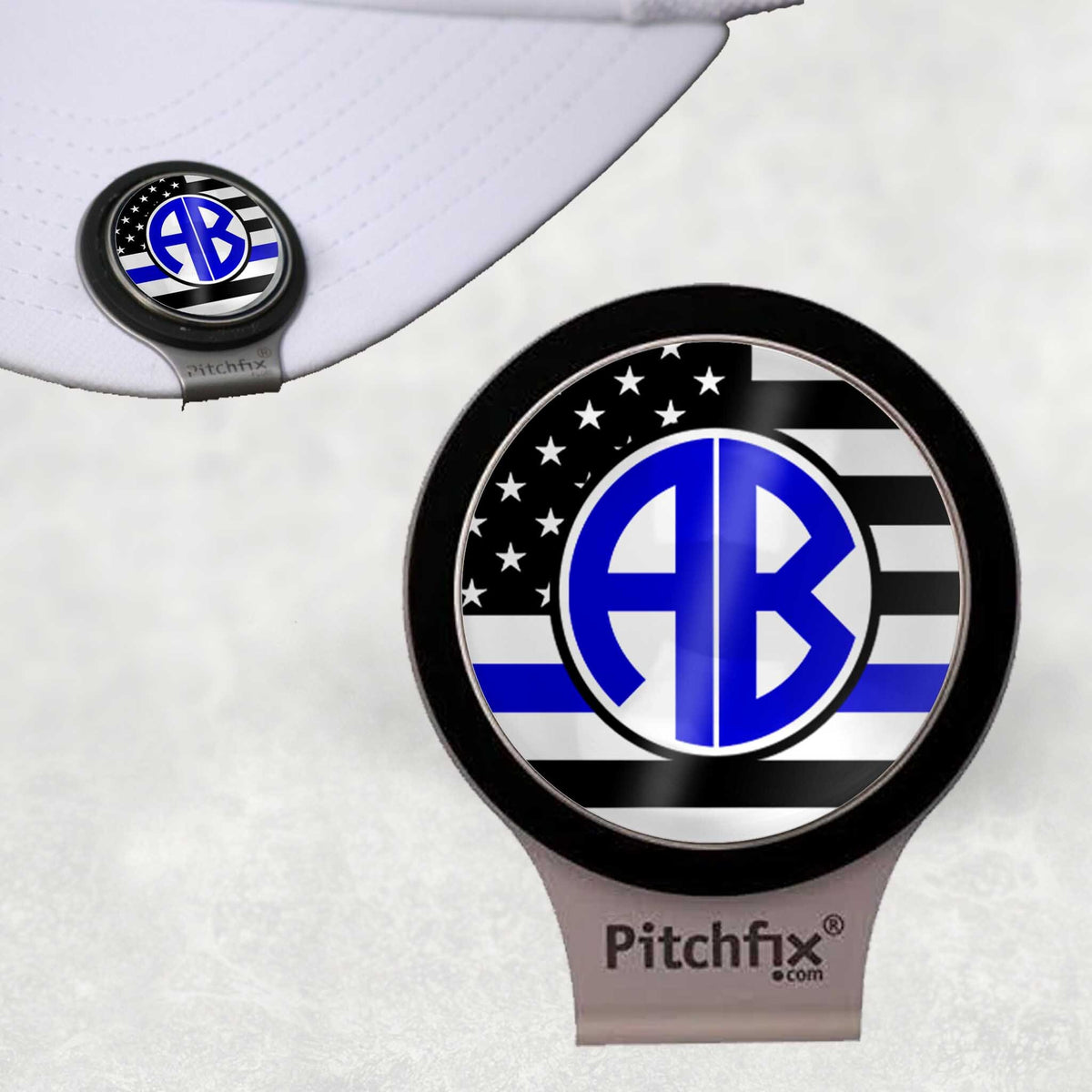 Custom Pitchfix Golf Accessories | Personalized Golf Hatclip | Police Blue Line