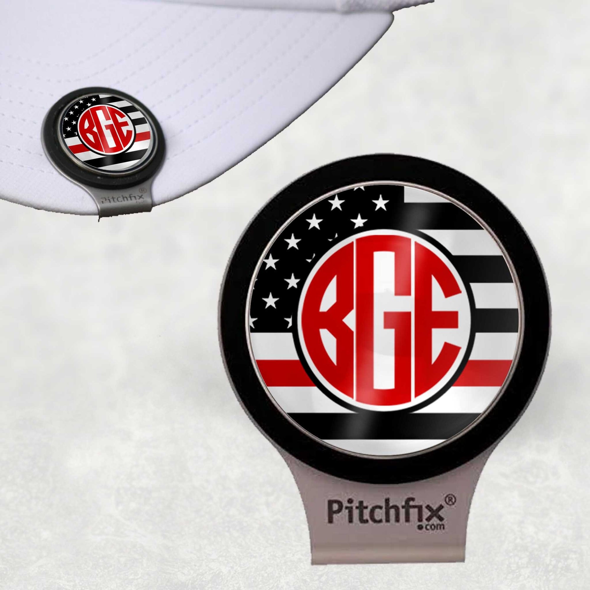 Custom Pitchfix Golf Accessories | Personalized Golf Hatclip | Firefighter Red Line