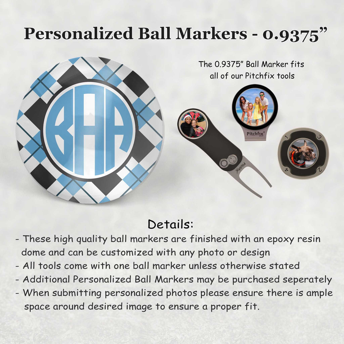 Custom Pitchfix Golf Accessories | Personalized Golf Hatclip | Light Blue Argyle