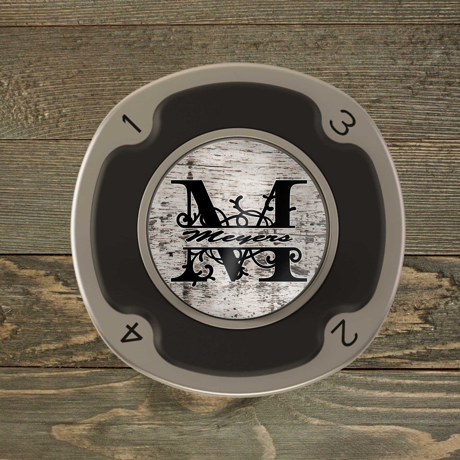 Personalized PitchFix MultiMarker Tool | Custom Ball Markers | Golf Gifts | Distressed Wood Monogram