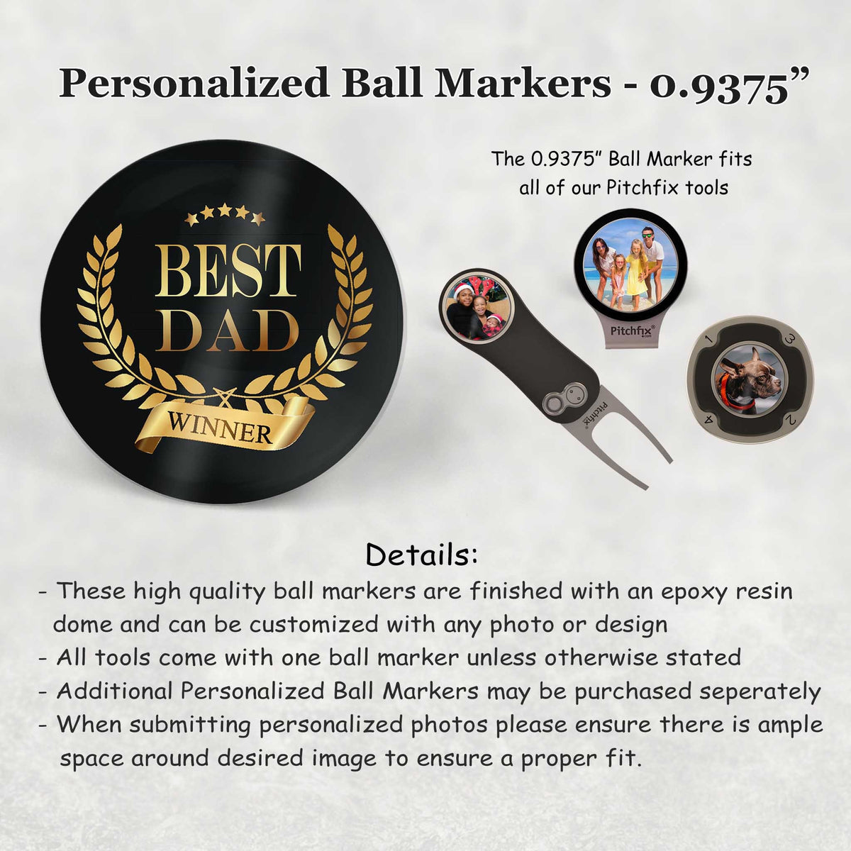 Personalized PitchFix MultiMarker Tool | Custom Ball Markers | Golf Gifts | Happy Fathers Day