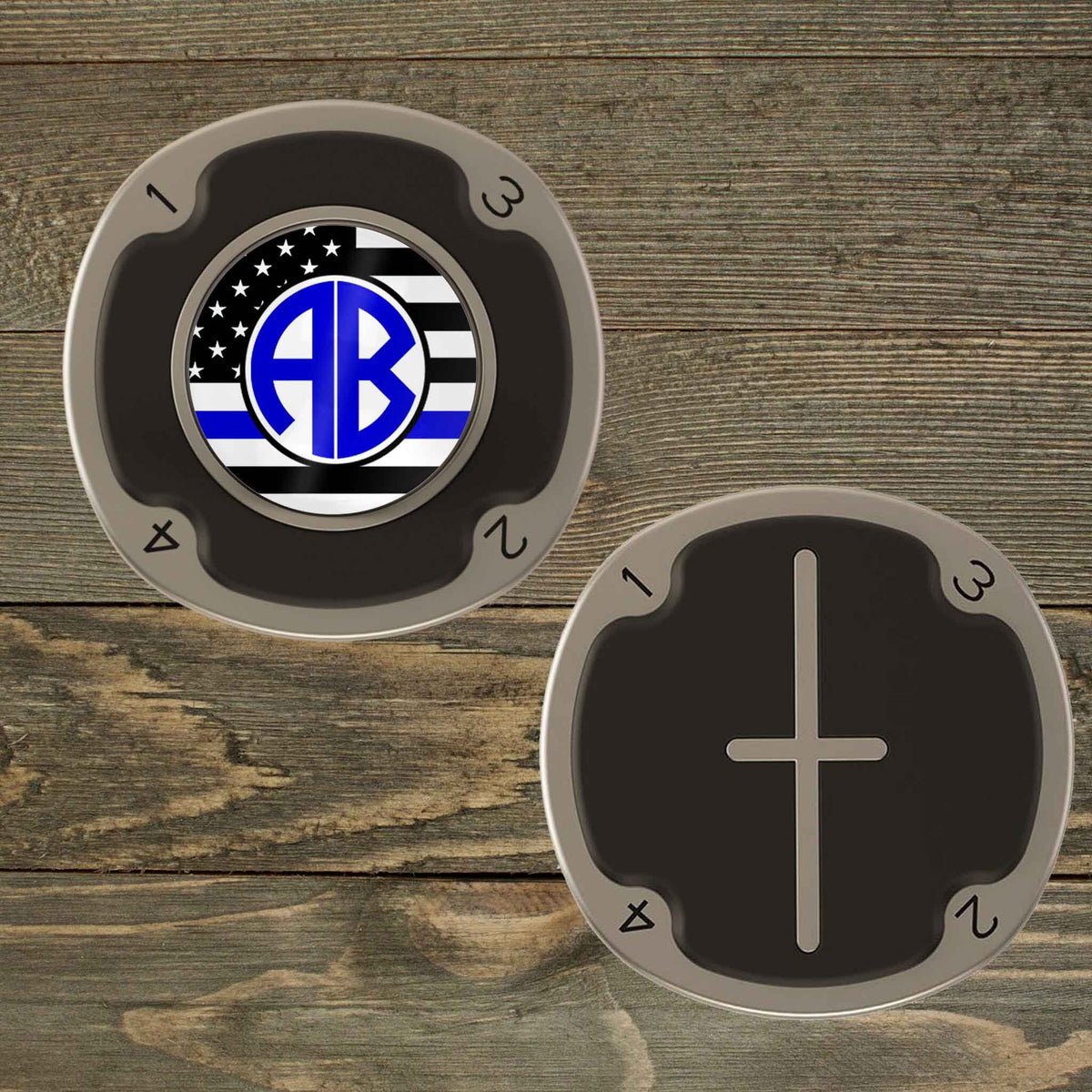 Personalized PitchFix MultiMarker Tool | Custom Ball Markers | Golf Gifts | Police Blue Line