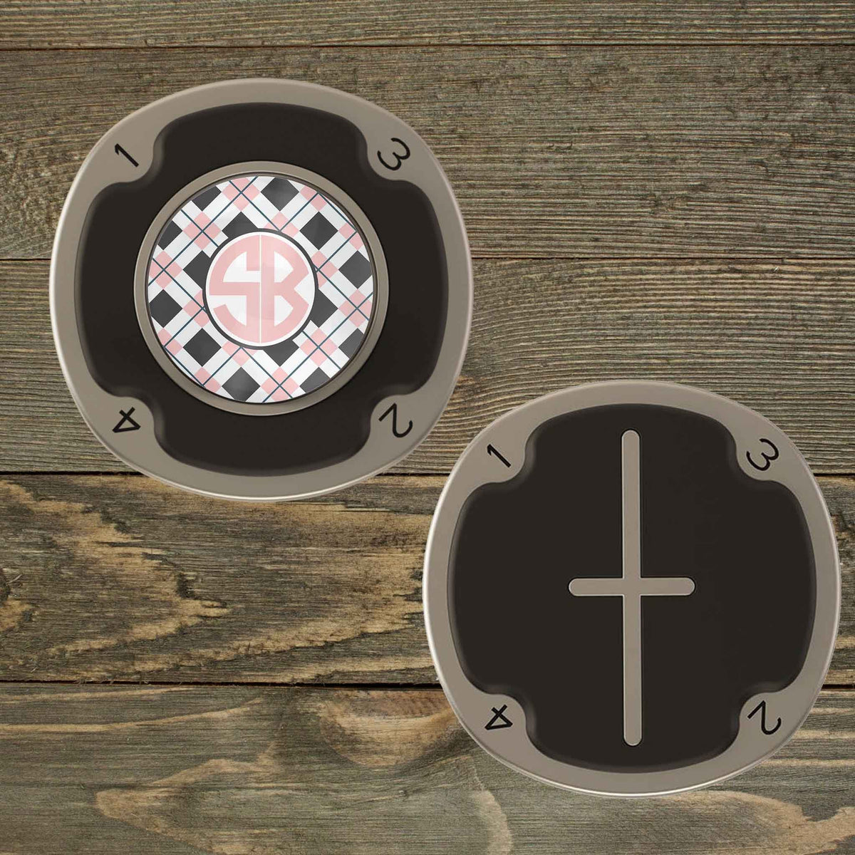Personalized PitchFix MultiMarker Tool | Custom Ball Markers | Golf Gifts | Blush Argyle